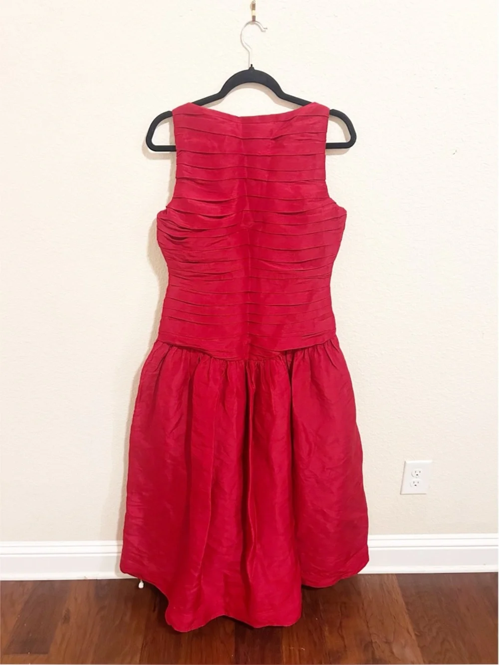 NWT Anthropologie Lovaan Val Linen Silk Pleated Midi Dress Red - Picture 8 of 9
